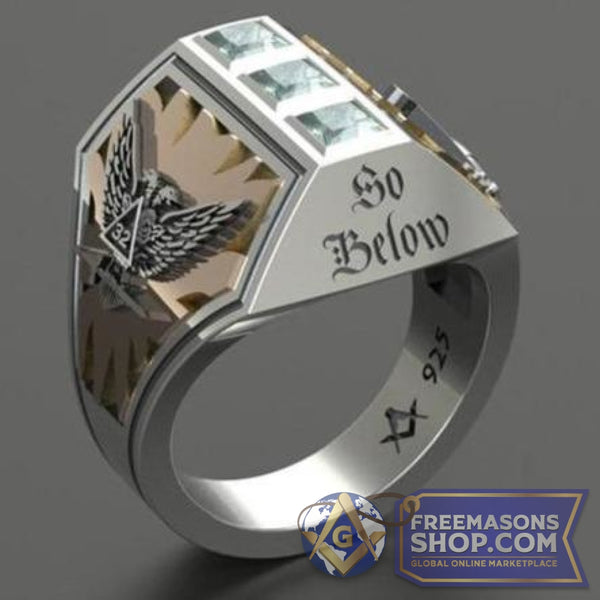 Silver Scottish Rite 32 Degree Ring | FreemasonsShop.com | Rings