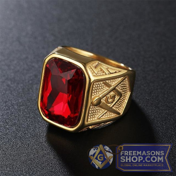 Gold Masonic Ring (Various Stone Colors) | FreemasonsShop.com | Rings