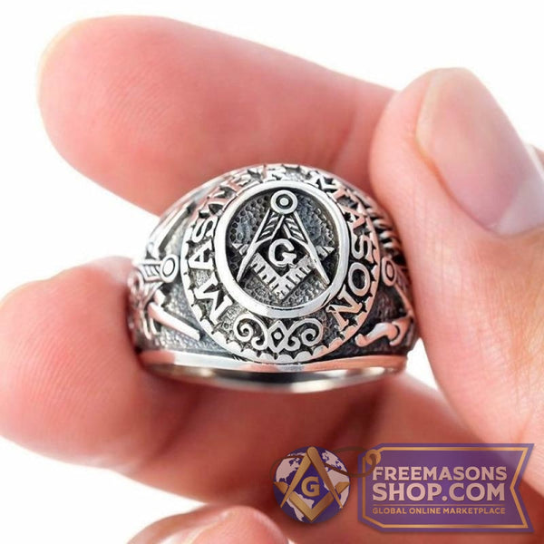 Vintage Silver Master Mason Ring | FreemasonsShop.com | Rings