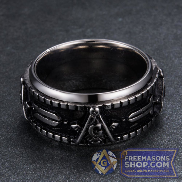 Masonic Stainless Steel Band (Gold & Silver) | FreemasonsShop.com | Rings