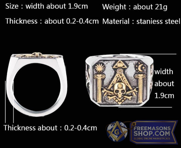 Masonic Pillars & Skull Ring | FreemasonsShop.com | Rings