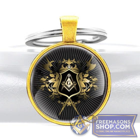 Freemasons Black Glass Key Chain