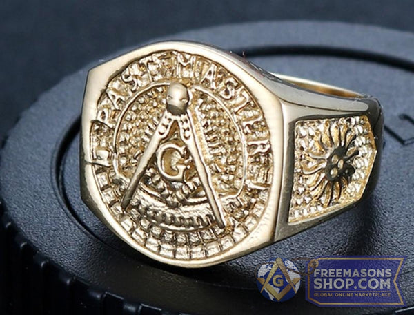 Masonic Vintage Gold Stainless Steel Ring | FreemasonsShop.com | Rings