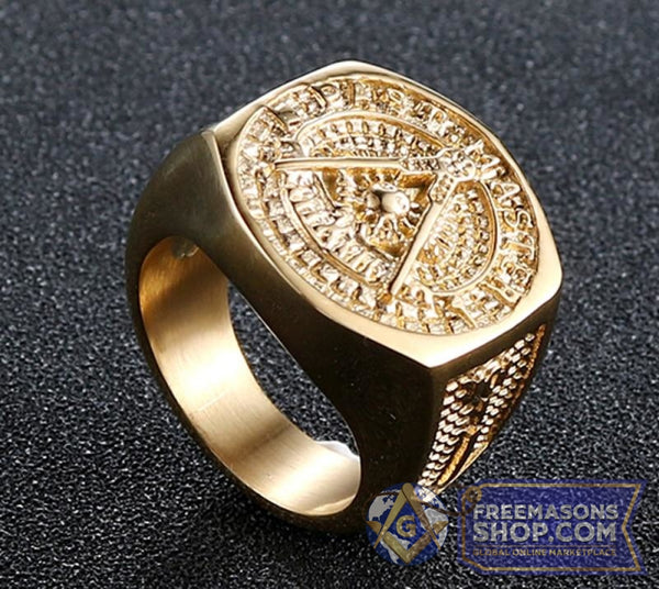 Masonic Vintage Gold Stainless Steel Ring | FreemasonsShop.com | Rings