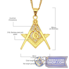 Freemason Gold Rhinestones Necklace