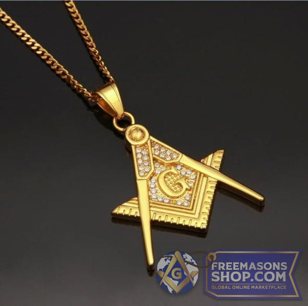 Freemason Gold Rhinestones Necklace | FreemasonsShop.com | Jewelry