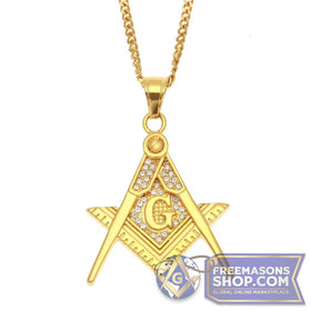 Freemason Gold Rhinestones Necklace