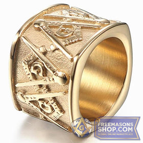 Masonic Square & Compass Ring (Gold or Black)