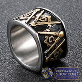 Masonic Square & Compass Ring (Gold or Black)