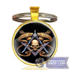 Masonic Skull Glass Dome Metal  Key Chain