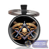 Masonic Skull Glass Dome Metal  Key Chain