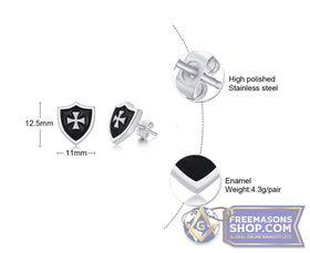 Knights Templar Shield Stud Earrings