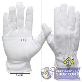 Gold Masonic Embroidery Gloves