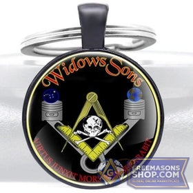 Widows Sons Masonic Glass Dome Key Chain