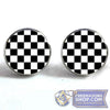 Masonic Checkerboard Stud Glass Dome Earrings