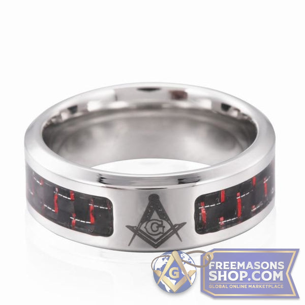 Masonic Carbon Fiber Ring (Blue & Red) | FreemasonsShop.com | Rings