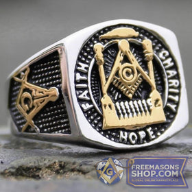 Masonic Faith Hope Charity Ring