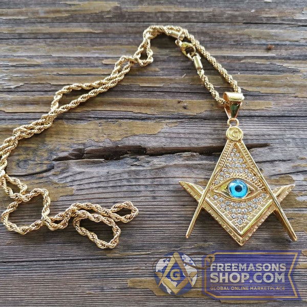 Masonic All-Seeing Eye Gold Zircon Necklace | FreemasonsShop.com | Jewelry