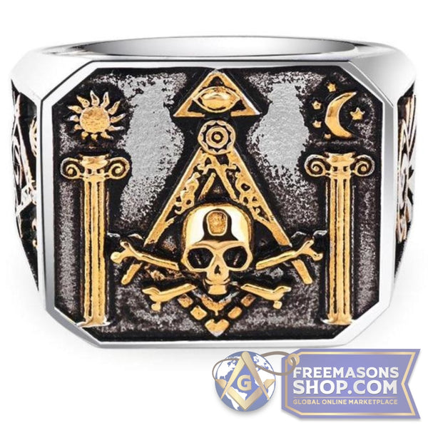 Masonic Pillars & Skull Ring | FreemasonsShop.com | Rings