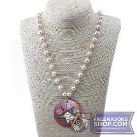 OES Eastern Star Pearl Pendent Necklace