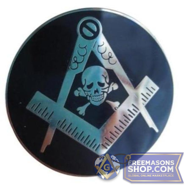 Masonic Skull Crossbones Black Round Pin | FreemasonsShop.com | Pins