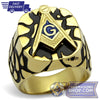 Gold Stainless Steel Ring Capri Blue Epoxy | FreemasonsShop.com | Ring
