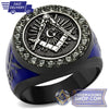 2-Tone Masonic Ring Black Diamond | FreemasonsShop.com | Ring