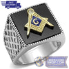 2-Tone Gold Steel Masonic Ring Semi-Precious | FreemasonsShop.com | Ring