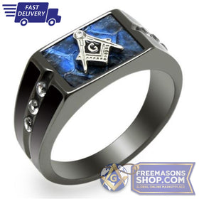 2-Tone Black Masonic Ring AAA Grade
