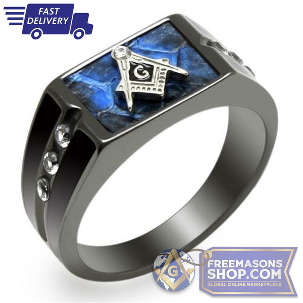 2-Tone Black Masonic Ring AAA Grade | FreemasonsShop.com | Ring