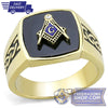 Gold Steel Masonic Ring Synthetic Onyx | FreemasonsShop.com | Ring
