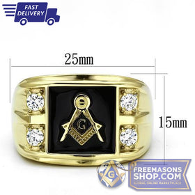 Masonic Ring Gold Stainless Steel AAA Grade