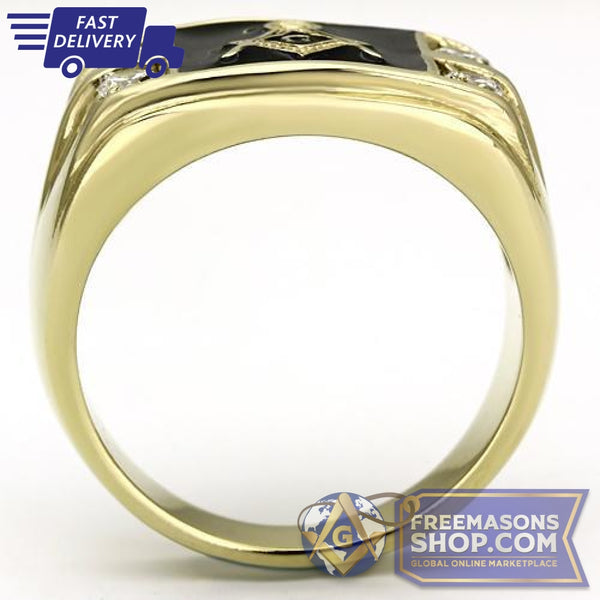 Masonic Ring Gold Stainless Steel AAA Grade | FreemasonsShop.com | Ring