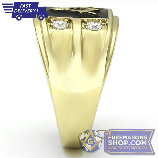 Masonic Ring Gold Stainless Steel AAA Grade | FreemasonsShop.com | Ring
