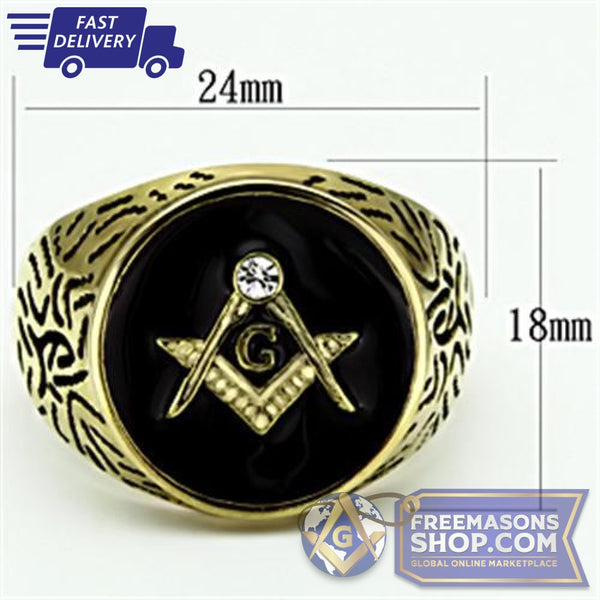 Stainless Steel Freemasons Ring Top Grade Crystal | FreemasonsShop.com | Ring