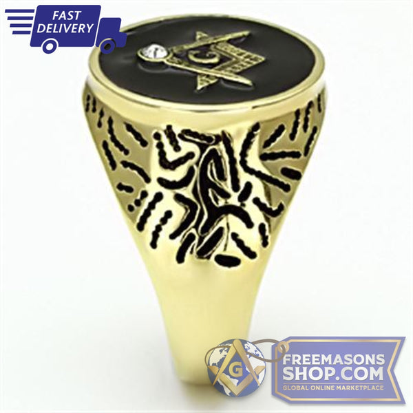 Stainless Steel Freemasons Ring Top Grade Crystal | FreemasonsShop.com | Ring