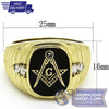 Stainless Steel Gold Freemasons Ring Top Grade Crystal | FreemasonsShop.com | Ring