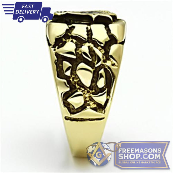 Gold Stainless Steel Masonic Ring | FreemasonsShop.com | Ring