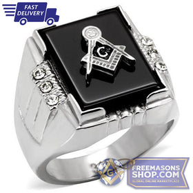 Stainless Steel Masonic Ring Semi-Precious