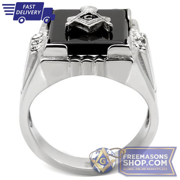 Stainless Steel Masonic Ring Semi-Precious | FreemasonsShop.com | Ring